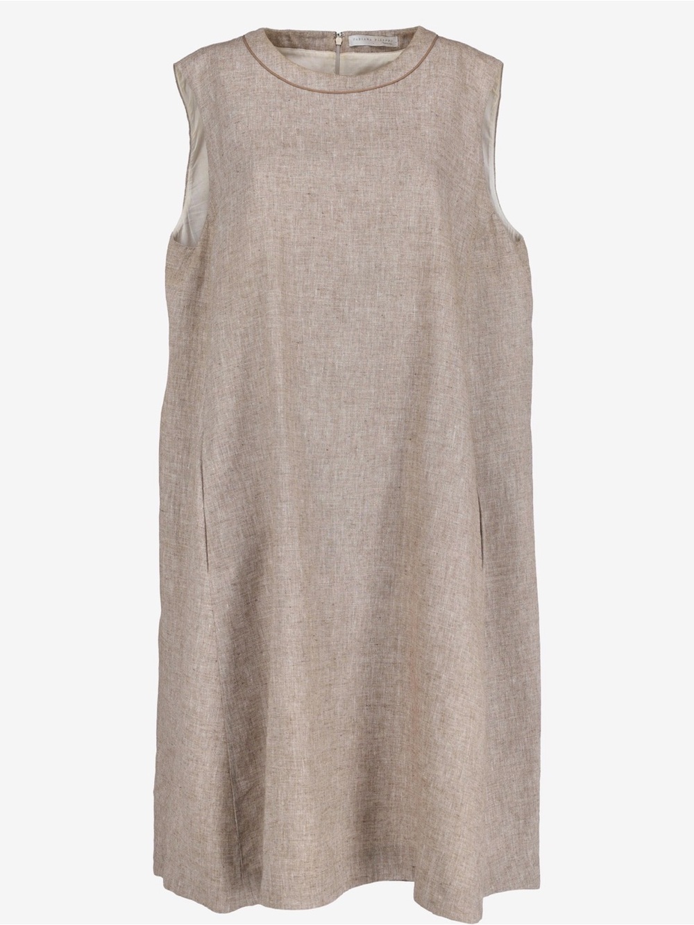 Fabiana Filippi. Italy. Sleeveless Linen-Blend Shift Dress in Beige.
